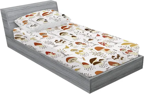 Miniatura 3 de MUSOLEI Sábana bajera ajustable de hongos, ropa de cama de hongos, decoración de hongos para niños, niños; juego de sábanas individuales; 1 sábana