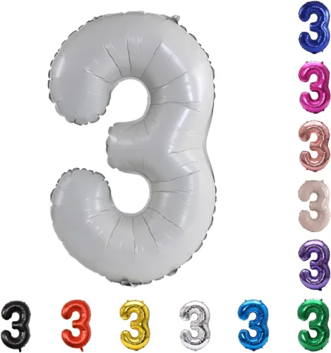 Miniatura 18 de YPSelected Globo grande de 32 pulgadas de helio con números 0-9 de papel de aluminio azul para cumpleaños, bodas y fiestas (Azul, 3)