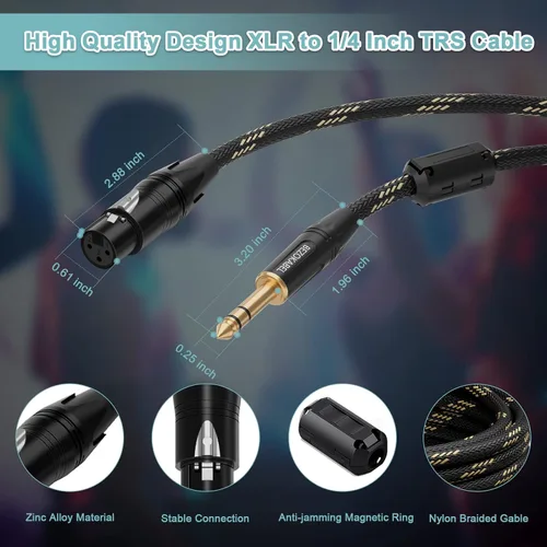 Miniatura 4 de Adaptador XLR equilibrado hembra a TRS de 1/4 pulgada (6.35mm), cable de micrófono de 6 pies