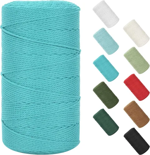 Miniatura 127 de Cordón de macramé de 0.079 in x 380 yardas (1140 pies), cuerda de algodón natural para colgar en la pared, ganchos de plantas, manualidades, Beige