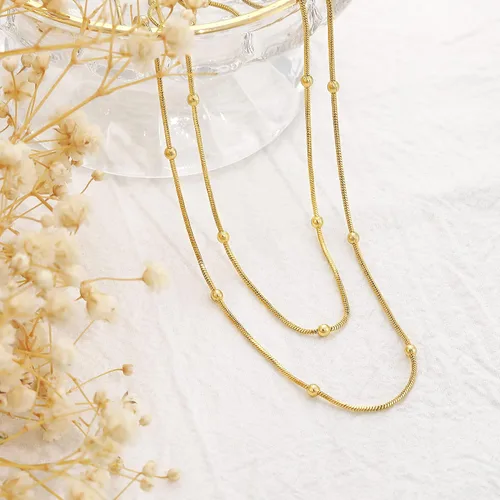 Miniatura 6 de CHESKY - Gargantilla de oro para mujer, chapado en plataoro de 14 quilates, gargantilla de cuentas satélite, delgada, de moda, collares de clip