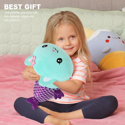 Miniatura 5 de Onsoyours Lindo gatito sirena de peluche de gatito, suave almohada de felpa de gato sirena para niños (sirena de gato azul, 12 pulgadas)