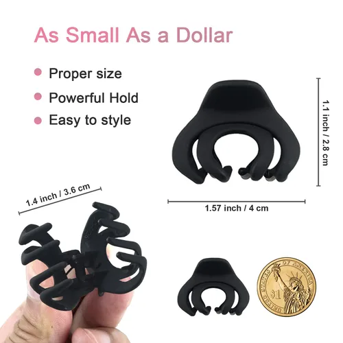 Miniatura 2 de MAORULU Pinza para el cabello, pinza de pulpo para cabello fino/medio grueso, para mujeres y niñas, 1.5 pulgadas, mini pinzas de mandíbula mate