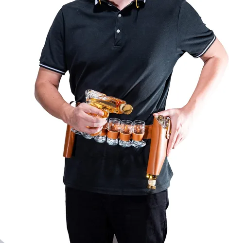 Miniatura 6 de Juego de decantador de pistola y vasos de chupito para fiesta, decantador de pistola de whisky y vaso de chupito, vertedores y tapón, 2 decantadores