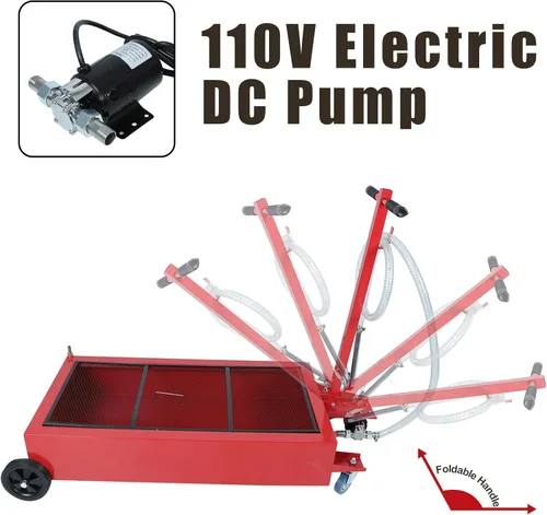 Miniatura 5 de Bandeja de drenaje de aceite de perfil bajo de 20 galones con bomba eléctrica de 110 V, manguera de 8 pies para camiones, automóviles, SUV
