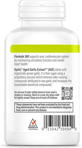 Miniatura 4 de Fórmula 300 de extracto de ajo envejecido Kyolic - Salud cardiovascular - Suplemento de extracto de ajo envejecido biodisponible - Apoya la función
