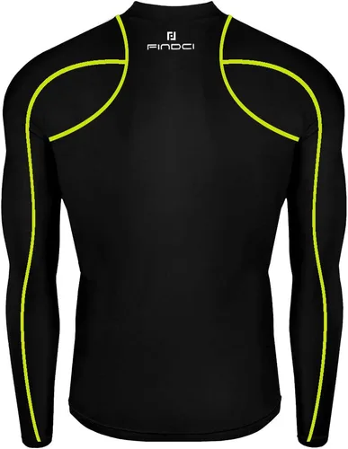Miniatura 3 de Conjunto deportivo para hombre, camiseta de compresión y pantalones ajustados para la piel, manga larga, secado rápido, para gimnasio, yoga, Negro