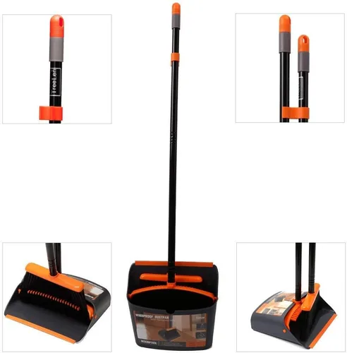 Miniatura 4 de TreeLen Juego de escoba y recogedor con mango largo de 52 pulgadas para el hogar, cocina, oficina, vestíbulo, uso en el suelo, escoba vertical