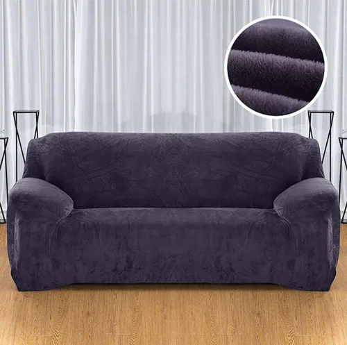 Miniatura 6 de Funda de terciopelo ultra suave para sofá de colores lisos, elastano elástico para sofá biplaza protección de muebles, fundas antideslizantes a