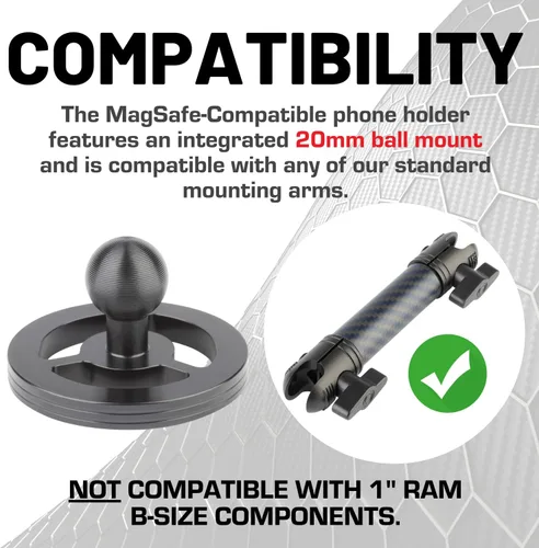 Miniatura 3 de Bulletpoint Soporte Magnético para Tablero de Teléfono Celular Compatible con Teléfonos Inteligentes MagSafe iPhone - 20mm (0.787 pulgadas) Bola