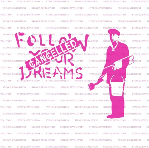 Miniatura 5 de Plantilla de Banksy cancelada Follow Your Dreams, plantillas reutilizables para pintar, crea bricolaje Sigue tus sueños cancelada Banksy Decoración