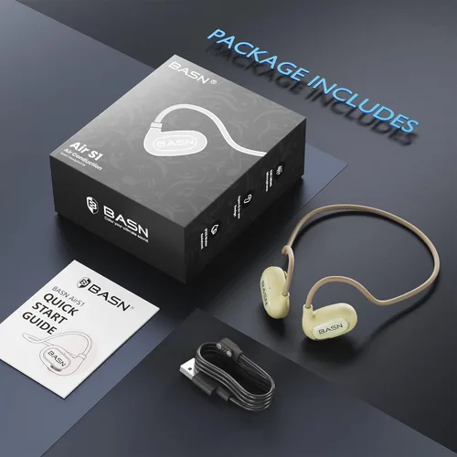 Miniatura 7 de BASN AirS1 - Auriculares de oreja abierta, Bluetooth 5.3 conducción de aire, auriculares deportivos ENC con sonido premium y llamadas claras, IPX5