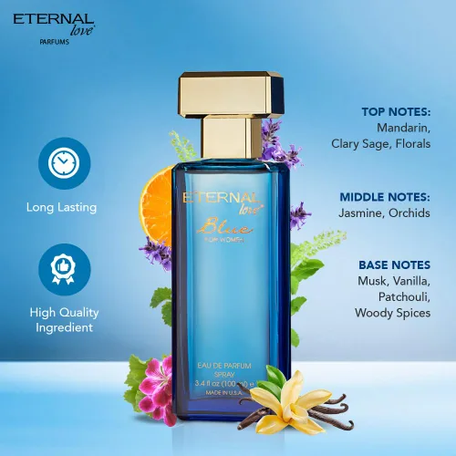 Miniatura 2 de Eternal Love Blue para Mujeres - Espray de Eau de Parfum de Larga Duración - Aroma Floral Suave y Polvoriento con Vainilla y Jazmín - Fragancia
