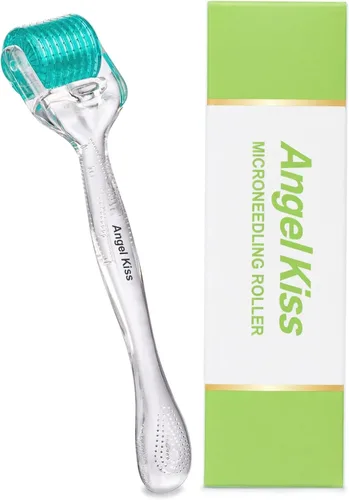 Angel Kiss Real Needles - Rodillo Derma para rostro, cuerpo y cuero cabelludo, 192 microagujas individuales de acero inoxidable de 0.012 in, rodillo