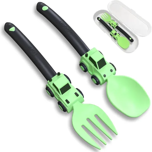 Deinyi Utensilios de Construcción para Niños Pequeños - Tenedores y Cucharas para Niños Pequeños - Utensilios de Camiones de Construcción para Niños