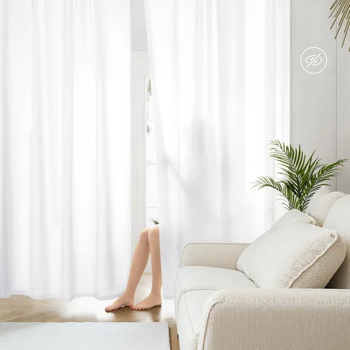 HOMEIDEAS - Cortinas de privacidad blancas no transparentes, 52 x 63 pulgadas de largo, 2 paneles, cortinas ligeras para filtrar la luz, cortinas de