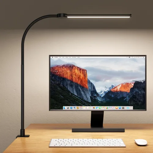 Miniatura 10 de Lámpara de escritorio para oficina en casa con base, luz de escritorio con cuello de cisne ajustable, adaptador USB de 12 W, control táctil, 5