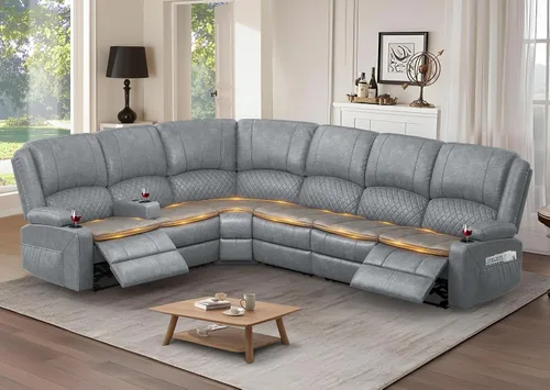 Miniatura 37 de Yolsali Sofá reclinable, sofá reclinable manual de 3 plazas con cojín de 2 niveles, sofás reclinables para sala de estar con consola removible