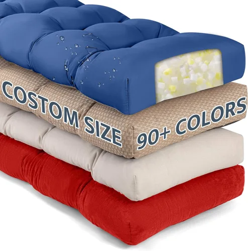 mudilun Cojín de banco personalizado, color personalizado/tamaño/tuberías/correas, cojín de banco para muebles de interior/exterior, impermeable,