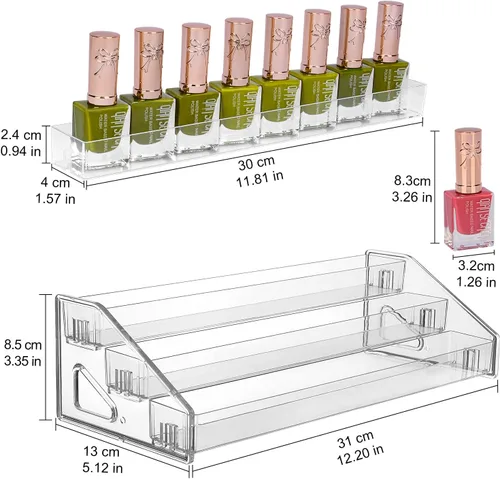 Miniatura 2 de JessLab Organizador de esmalte de uñas, 3 niveles de acrílico transparente para lentes de sol y aceite esencial, organizador de maquillaje