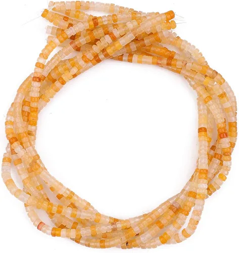 Miniatura 4 de BEADIA Cuentas Espaciadoras de Jade Amarillo Natural en Forma de Tapa, Cuentas Semipreciosas Sueltas para Hacer Joyas con Encuadernación, 4mmx2mm