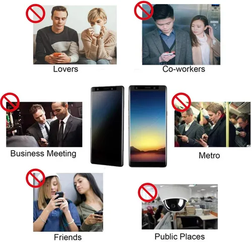 Miniatura 5 de AOKER - Protector de pantalla de privacidad para Galaxy Note 8 / Note 9, película de vidrio templado, borde curvado 3D, fácil de instalar, antiespía