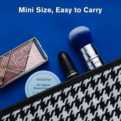 Miniatura 6 de Brocha de maquillaje retráctil Kabuki para polvo, cepillo de viaje para base, rubor, bronceador, corrector, cepillo portátil con cubierta.. Azul