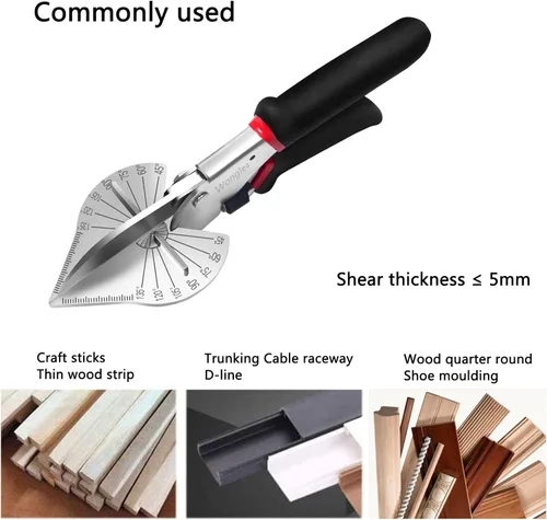 Miniatura 2 de Tijeras de inglete multiángulo para corte angular, herramienta de corte redondo, tijeras de corte de moldeo de zapatos, tijeras ajustables de 45 a