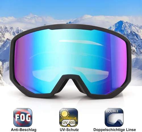 Miniatura 2 de EXP VISION Gafas de esquí/snowboard para hombres y mujeres, gafas de nieve OTG antiniebla con protección UV Marco negro azul