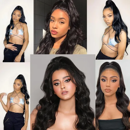 Miniatura 6 de Cola de caballo de cabello humano ondulado con pasta mágica deformación alrededor de la extensión de cabello humano rizado para mujeres negras, 150%