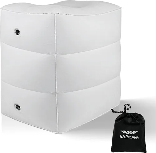 Miniatura 9 de Almohada inflable con reposapiés para viajes, cojín de altura ajustable para niños y adultos, almohada de viaje en avión, adecuada para trenes