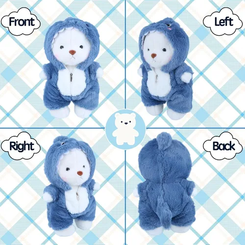 Miniatura 5 de Animales de Peluche Oso de Peluche, Peluches Oso de Peluche Juguetes Suaves y Divertidos de Peluche con Ropa de Tiburón Azul Removible, 13'' Figura