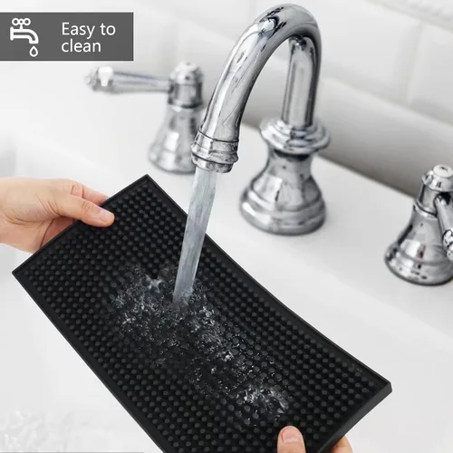 Miniatura 4 de XieNie Tapete de bar de 6 x 12 pulgadas, pequeño, negro, tapete de café para bar en casa, tapete de servicio de bar para coctelería, cocina