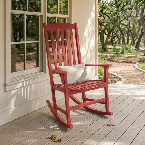 Cambridge Casual Silla mecedora Bentley de madera maciza, color rojo