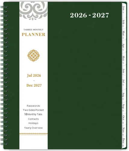 Miniatura 13 de Agenda mensual 2026 - Agenda 2026, agenda de enero 2026 a diciembre 2026, calendario mensual de 12 meses con pestañas y bolsillo, etiquetas