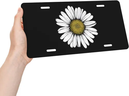 Miniatura 4 de Placa de matrícula retro Daisy, placa de matrícula delantera decorativa para el auto, placas de matrícula novedosas de aluminio, etiqueta de a-5