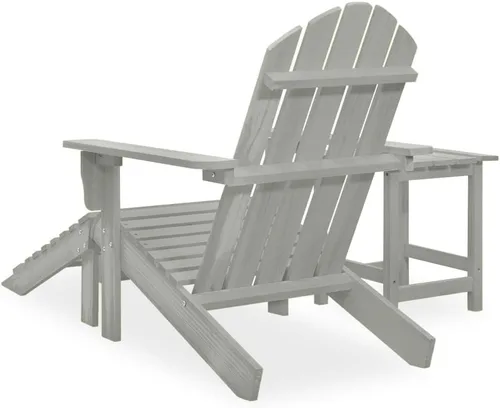 Miniatura 4 de Grand Fauteuil de Jardin Adirondack Démontable con mesa otomana y otomana y macizo Bois de Sapin Gris para patio, terraza, jardín, cómodo y duradero