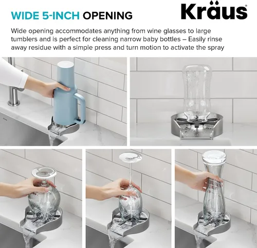 Miniatura 7 de KRAUS CleanMate - Enjuagadora de vidrio para fregadero de cocina en acabado de color de acero inoxidable sin manchas, KGR-500SFS