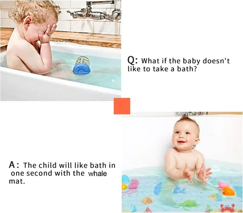 Miniatura 2 de Secopad Tapete de baño antideslizante para bañera, lavable a máquina, antideslizante, con dibujos animados, con agujeros de drenaje y ventosas