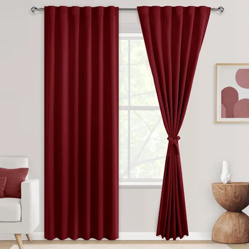 Miniatura 68 de DWCN Cortinas opacas con pestaña trasera para ventana - Cortinas opacas con bolsillo para barra para oscurecer la habitación para dormitorio/sala