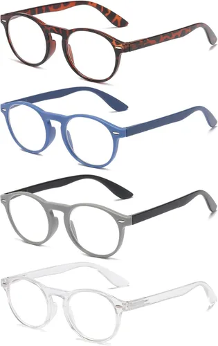 Miniatura 2 de DXYXYO Lectores redondos para mujer, paquete de 4, lentes de lectura anti luz azul con bisagra de resorte para hombre