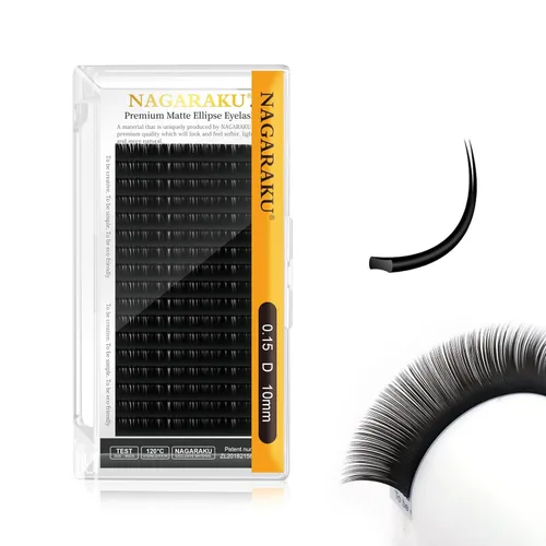 Miniatura 95 de NAGARAKU Extensiones de pestañas elipse con puntas abiertas planas, pestañas individuales de 0.006 in, rizo C, bandeja de mezcla de 0.315-0.591 in