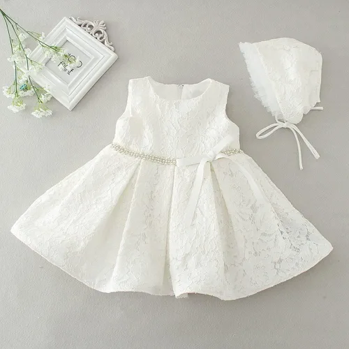 Miniatura 6 de Meiqiduo Conjunto de 3 piezas para niñas y bebés, bautizo, vestido formal de boda