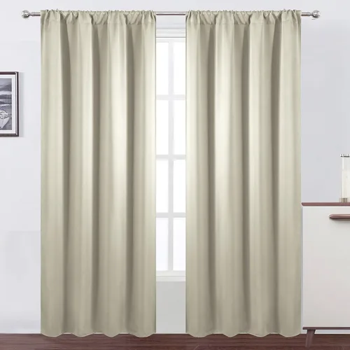 Miniatura 48 de LEMOMO Cortinas opacas negras para cocina, 42 x 45 pulgadas, juego de 2 paneles de cortinas opacas con bolsillo para cortinero para ventana pequeña