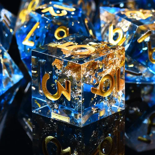 Miniatura 17 de AUSTOR Juego de dados DND de 7 troqueles de resina de borde afilado, dados poliédricos hechos a mano para juegos de mesa Dungeons and Dragons RPG