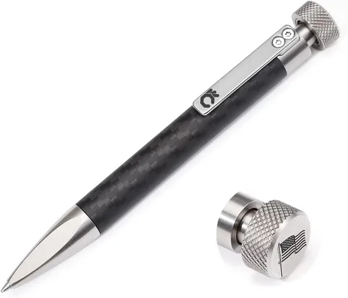 Cool Hand Bolígrafo retráctil de 5 pulgadas con Fidget Spinner, bolígrafo EDC, barril de fibra de carbono, tinta recargable, clip mecanizado CNC