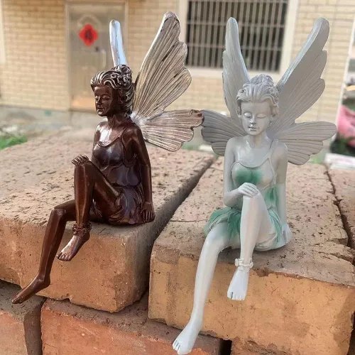 Miniatura 2 de Figura de ángel para jardín al aire libre, estatua de hada de jardín de 9 pulgadas, escultura de resina, adornos de mesa para el hogar, césped