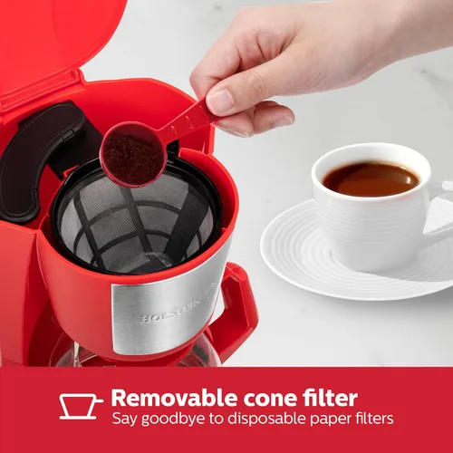 Miniatura 3 de Holstein Housewares Cafetera 2 en 1 de una sola porción, doble preparación, compatible con cápsulas K-Cup y café molido, filtro reutilizable