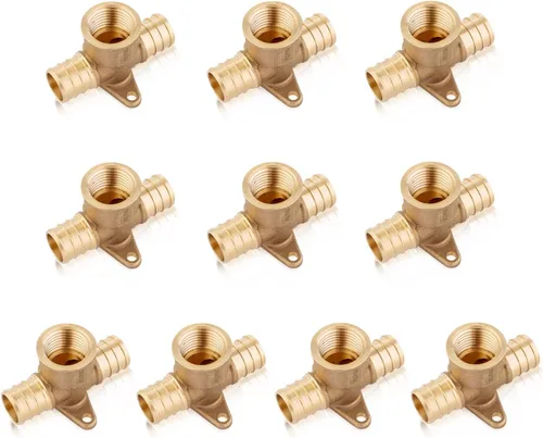 Miniatura 13 de EFIELD 1/2 "Pex x 1/2" Pex x 1/2" hembra NPT Drop-ear Tee, Latón Crimp Fitting, (PEX1807170)