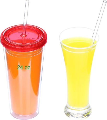 Miniatura 5 de DAKOUFISH Pajitas de repuesto de plástico Tritan transparentes de 11 pulgadas de largo para tarros Mason de 24 onzas y 32 onzas, vasos, juego de 6